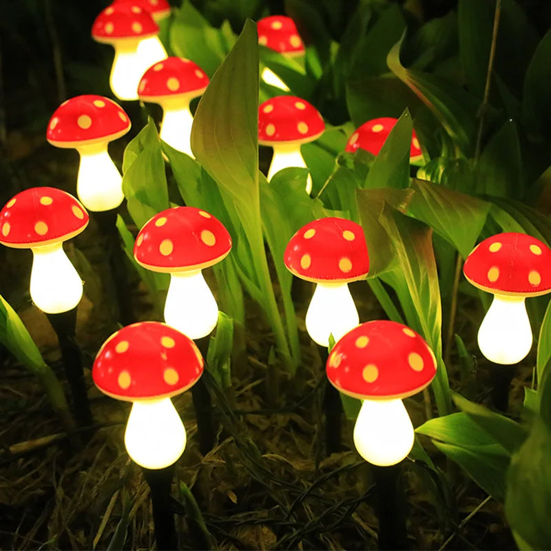LED Solar Landscape Ground Lights Cute RED Mushroom