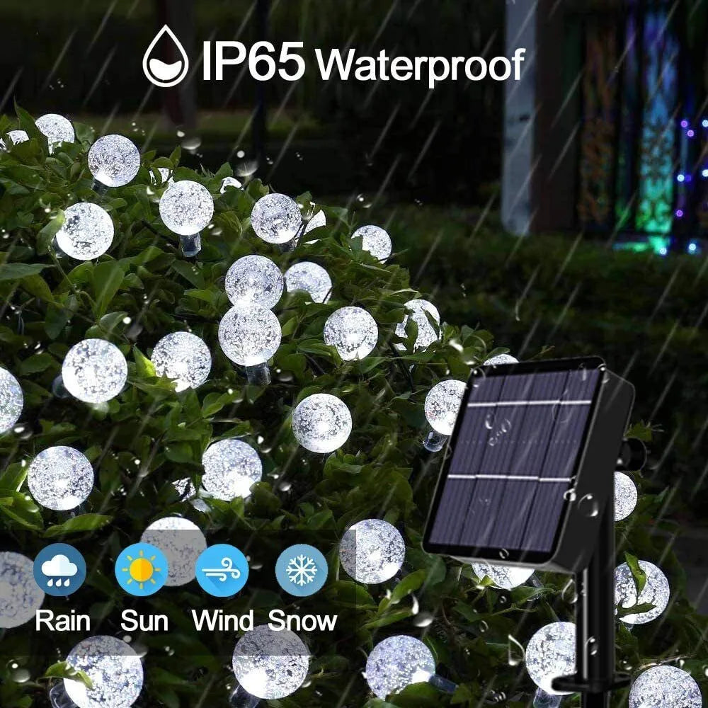 LED Solar Powered Crystal Ball Fairy String Lights Garden