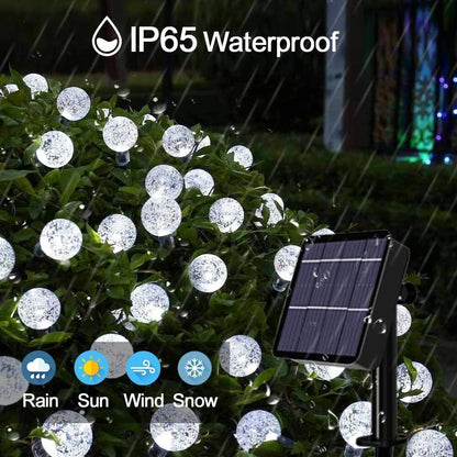 LED Solar Powered Crystal Ball Fairy String Lights Garden