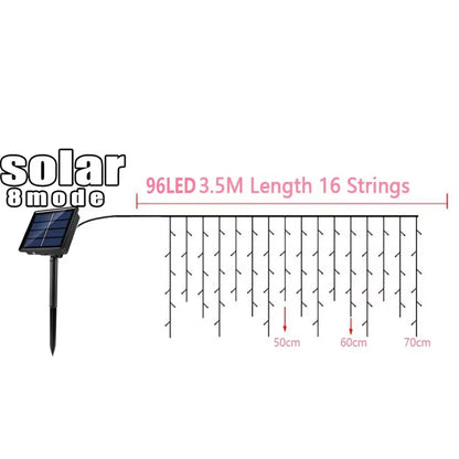 Solar Curtain Icicle Light 3.5M Eaves Outdoor Fairy String Lights
