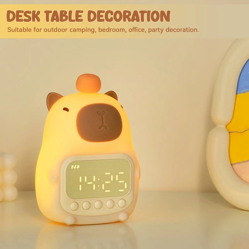 Capybara Alarm Clock with Night Lights Sleep Wake Up Clocks