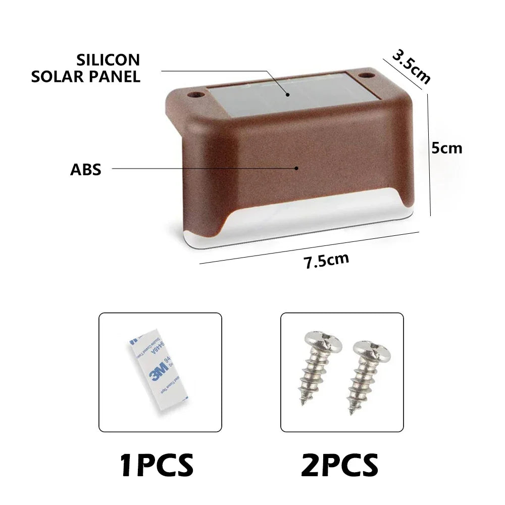 Outdoor Solar Step Lights Warm White LED Waterproof Stair Path Lighting