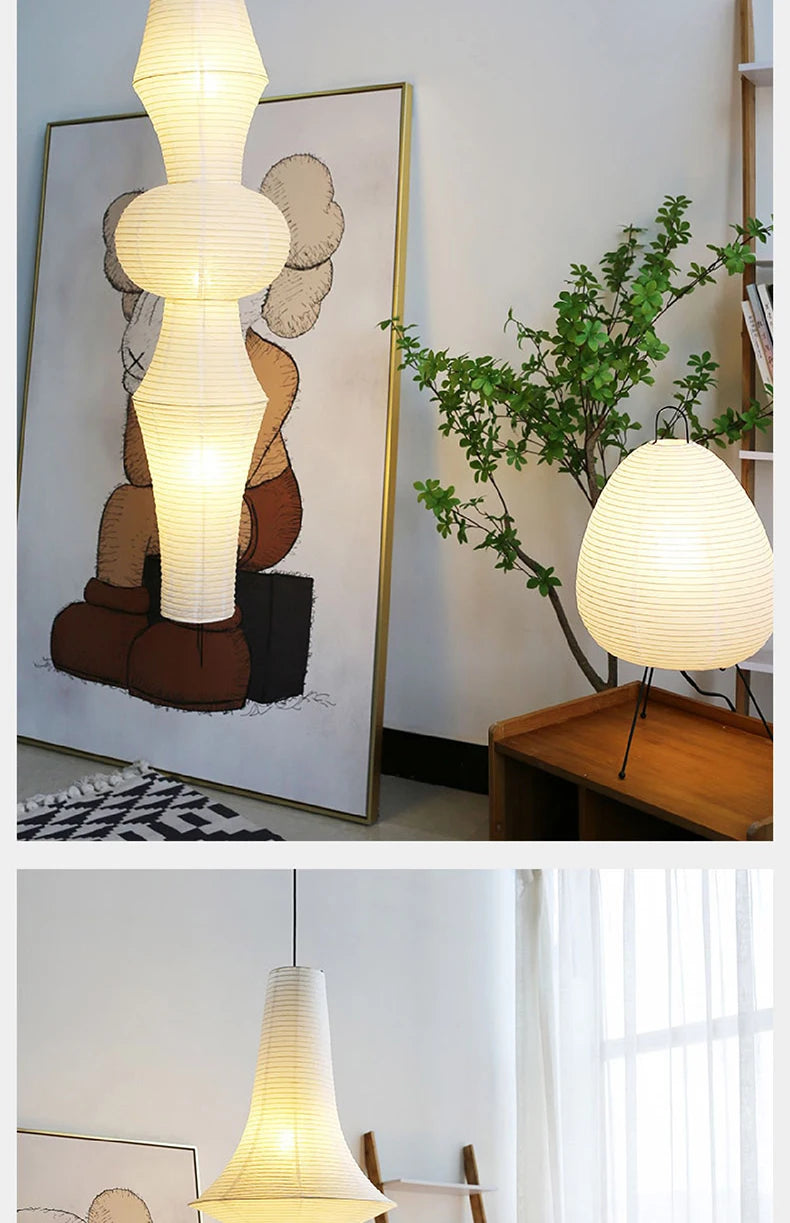Nordic Wabi Sabi Wind Rice Paper Led Pendant Lights