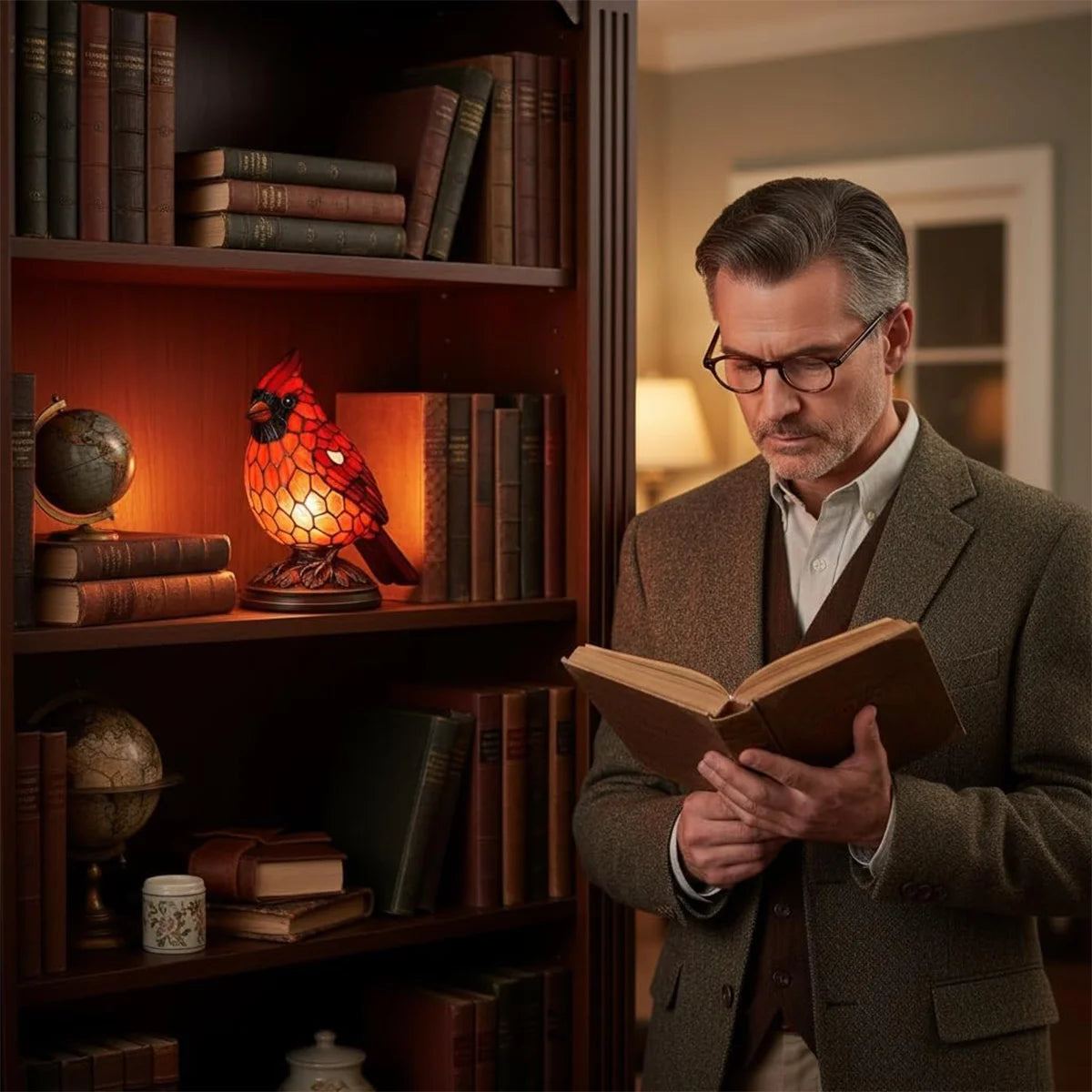 Cardinal Lamp Table Decor Gift Living Room Creative Night Light