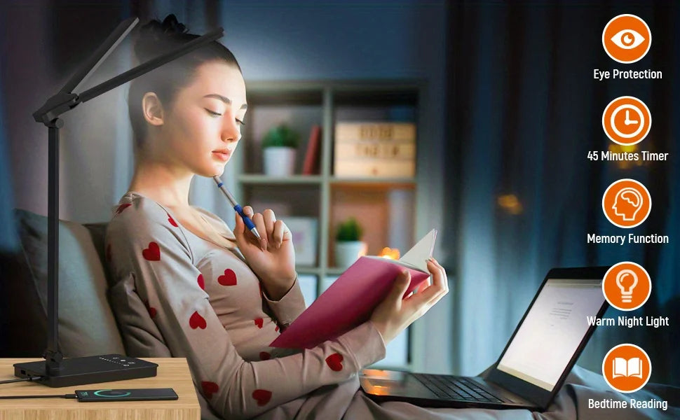Double Head LED Desk Lamp Dual Swing-arm Table Lamp