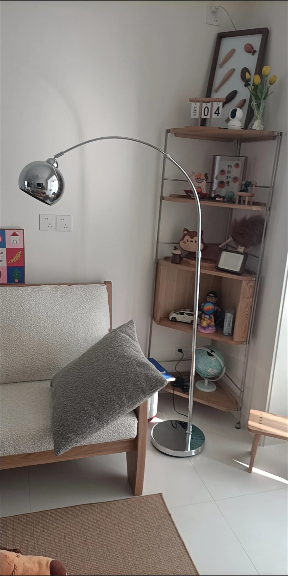 Style Silver Adjustable Floor Lamp Sofa Side Standing Light