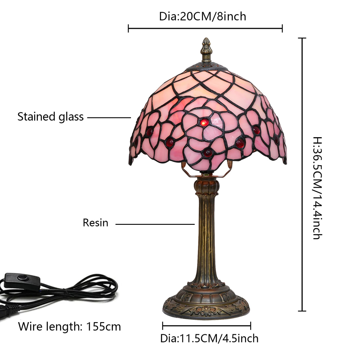 Tiffany Cherry Blossom Lamp Stained Glass Table Lamp