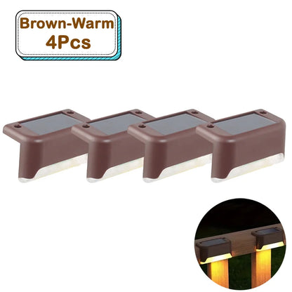Outdoor Solar Step Lights Warm White LED Waterproof Stair Path Lighting