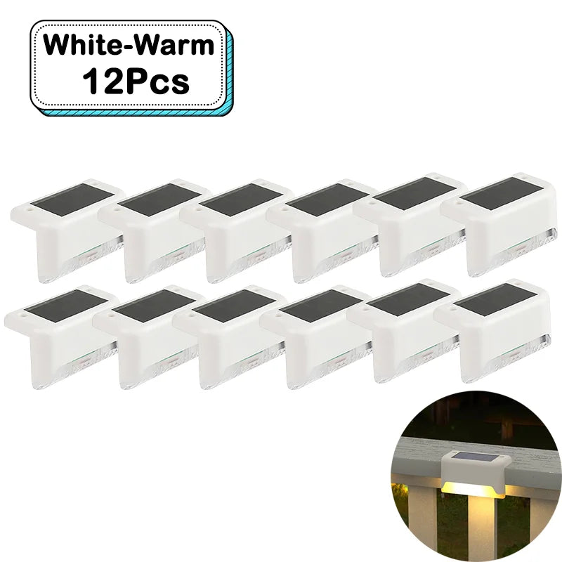 Outdoor Solar Step Lights Warm White LED Waterproof Stair Path Lighting