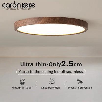 Modern LED Ceiling Light Circular Ultrathin Wood Grain