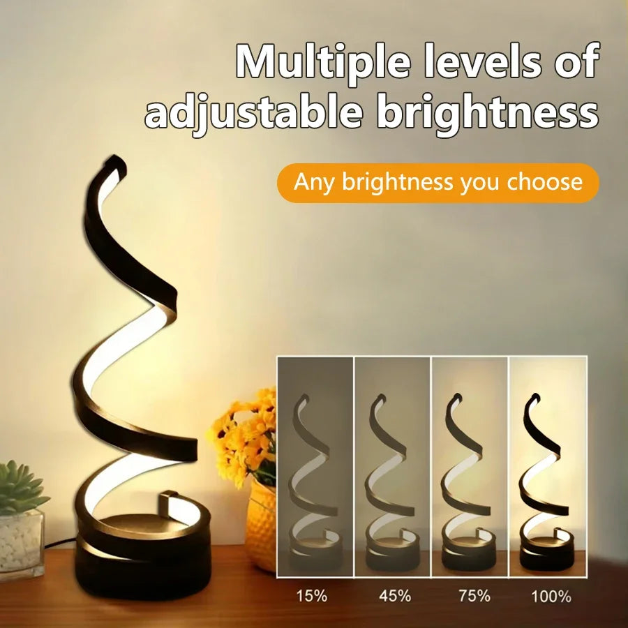 LED Night Light Spiral Table Lamp Modern Bedside Lamps