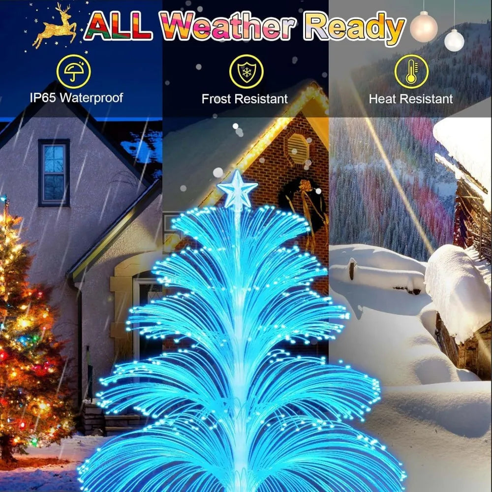 Solar 7-Color Changing Fiber Optic Christmas Tree Stake Lights