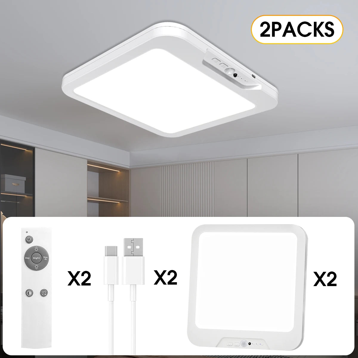 Rechargeable Ceiling Light with Remote Lights Motion