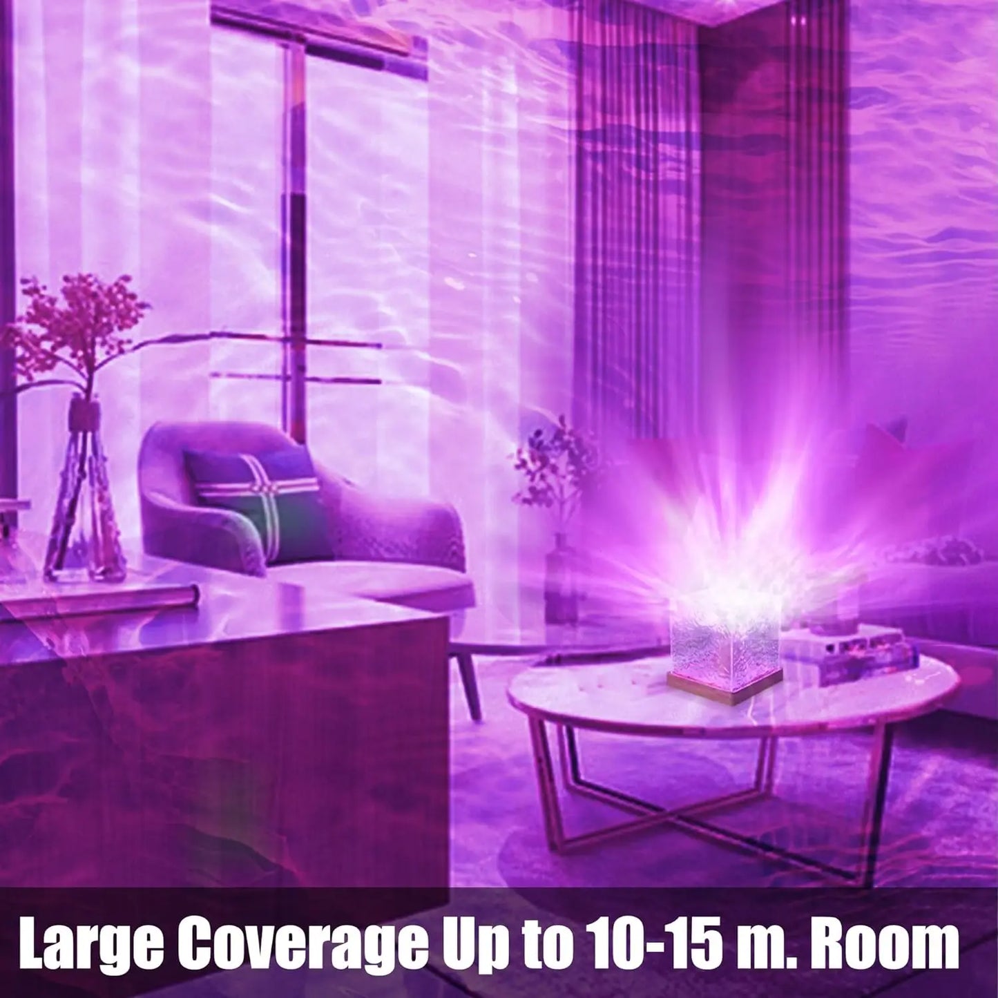 Dynamic Rotating Water Projector Night Light Flame Crystal Lamp Ocean Light