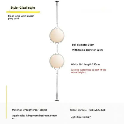 Nordic Floor Lamp Chrome Metal White Acrylic Ball Lamp