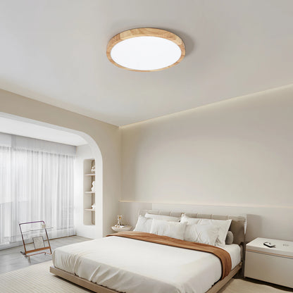 Modern LED Ceiling Light Wood Grain Golden One Light