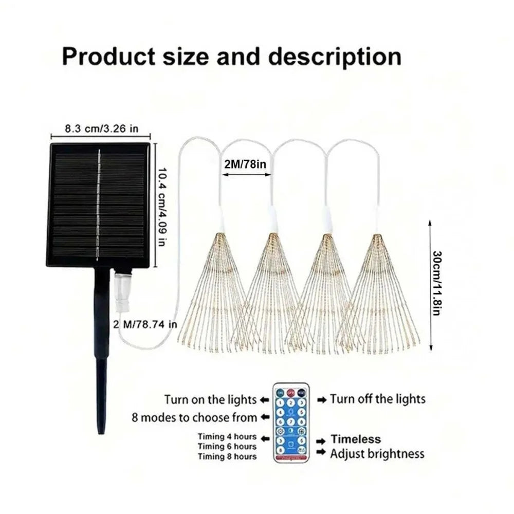 LED Rechargeable Solar Tree Hanging Fireworks Light