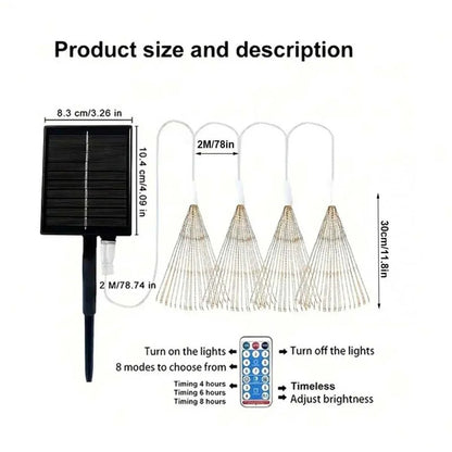 LED Rechargeable Solar Tree Hanging Fireworks Light