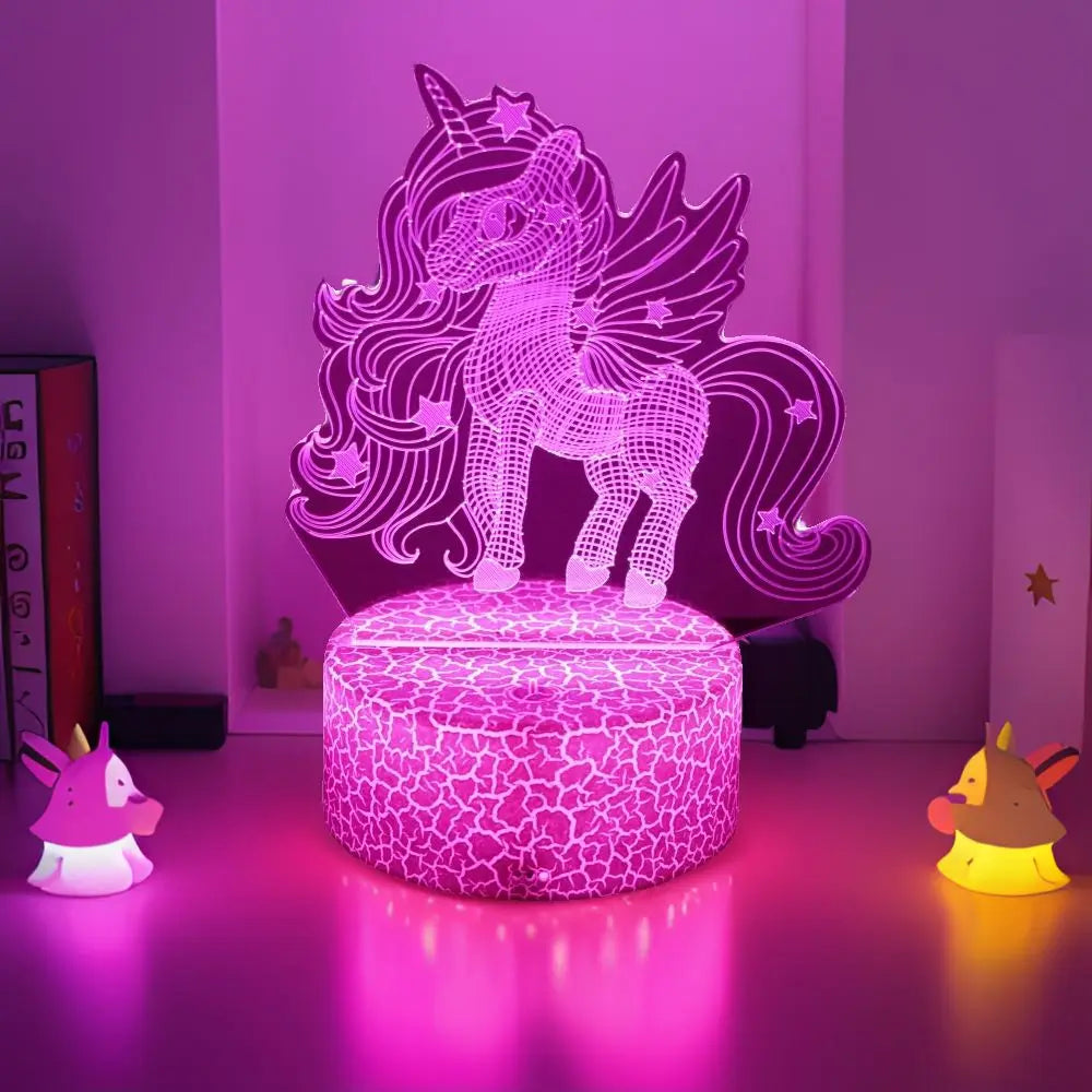 3D Lamp Anime Unicorn LED Night Light RGB