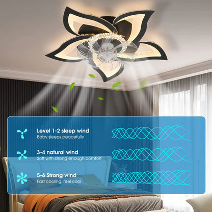 IRALAN Ceiling Fan with Lights Modern Dimmable Flower Shape