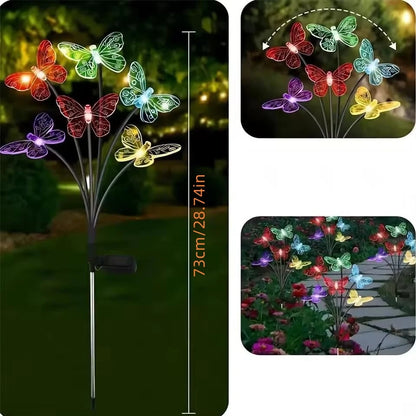 1PC 6-head LED Solar Butterfly Lights Outdoor 2 Modes