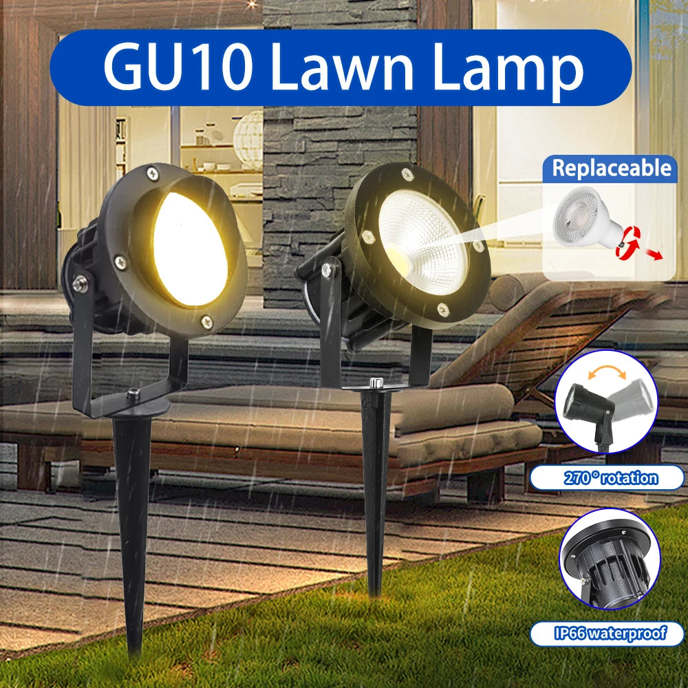 Outdoor Lawn Light IP65 Waterproof GU10 Replaceable Bulb Spot Light
