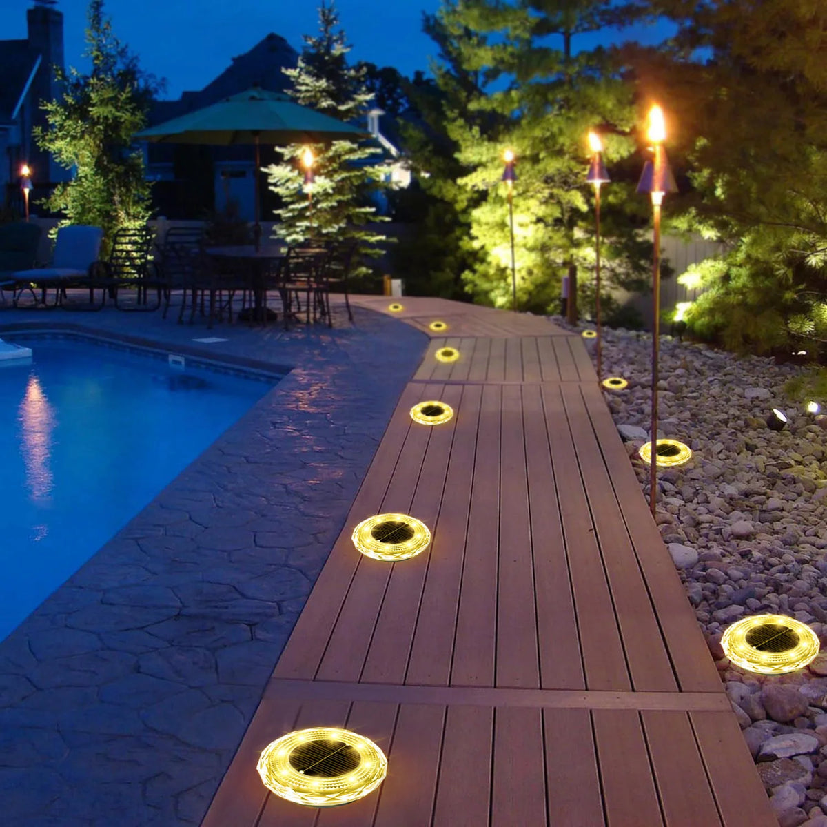 4Pack Outdoor Solar Ground Buried Light Crystal Diamond