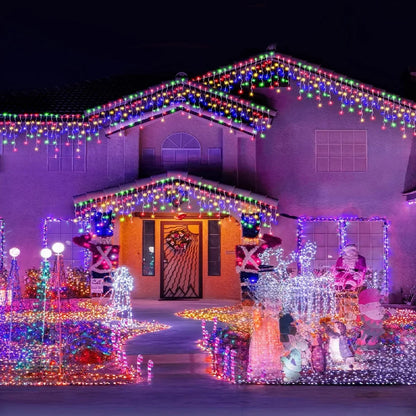 Christmas Lights Outdoor Waterproof Solar Curtain Icicle Lights