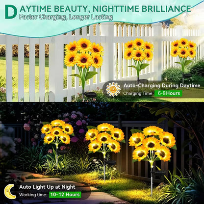 Solar Flowers Lights Outdoor Garden Decor Sunflower Lights
