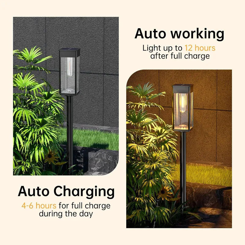6Pack Retro Solar Pathway Lights Outdoor Waterproof Lighting