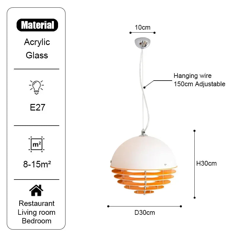 Nordic Danish Sunset Orange Restaurant Bar Pendant Lamp