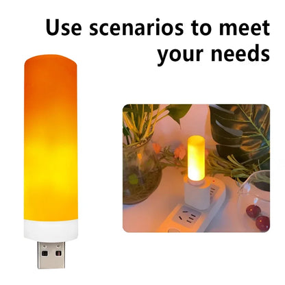 USB LED Night Lamp Simulated Flame Bulbs Night Light Flame Light