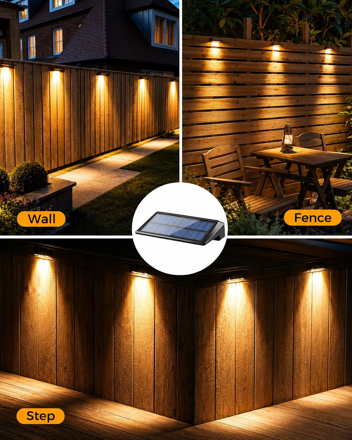 2 Pack Solar Wall Lights 4 LED Solar Fence Lights Outdoor