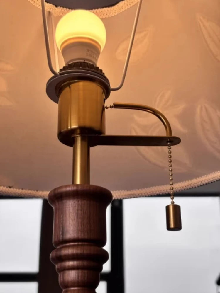 French Retro Solid Wood Floor Lamp Living Room Standing Lamp