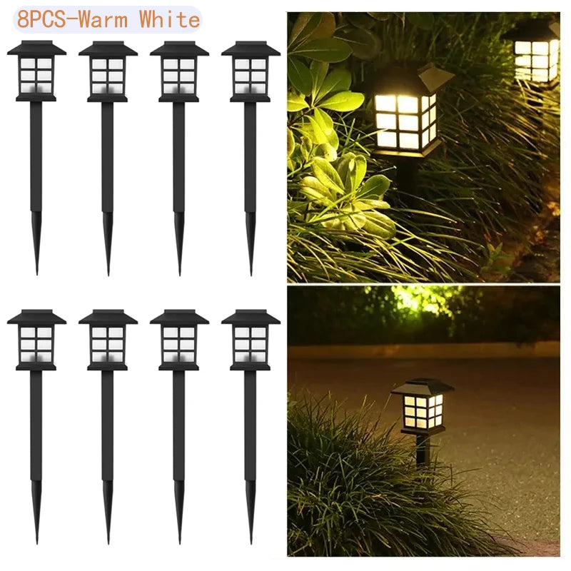 8 Pack Solar Pathway Garden Lights Outdoor Waterproof