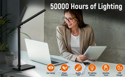 Double Head LED Desk Lamp Dual Swing-arm Table Lamp