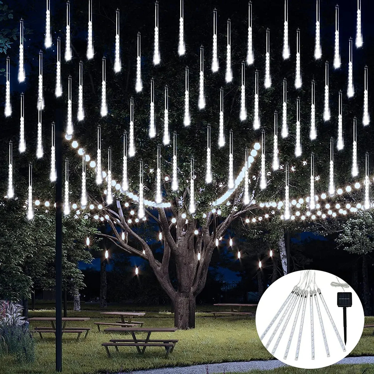 Solar Meteor Shower Lights Outdoor Meteor Lights 10Tubes