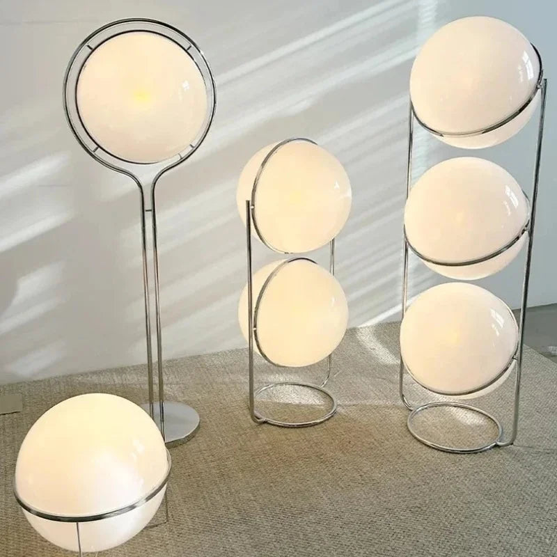 Garrault  Delord Floor Lamp Chrome Metal White Acrylic Ball