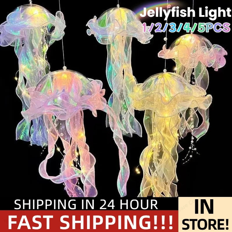 DIY Jellyfish Bedroom Light Lamp Hanging Ceiling Lanter