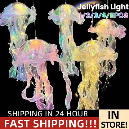DIY Jellyfish Bedroom Light Lamp Hanging Ceiling Lanter
