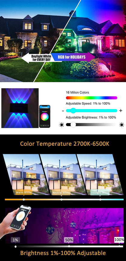 Tuya  Up and Down Wall Light Smart Life APP RGB Outdoor light