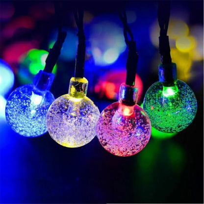 LED Solar Powered Crystal Ball Fairy String Lights Garden