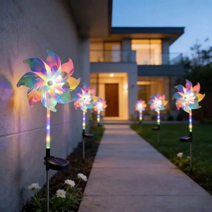 1PC Colorful Windmill Solar Garden Lamp Outdoor Pathway