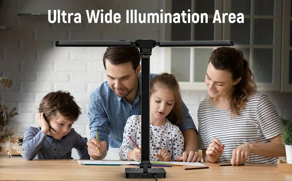 Double Head LED Desk Lamp Dual Swing-arm Table Lamp