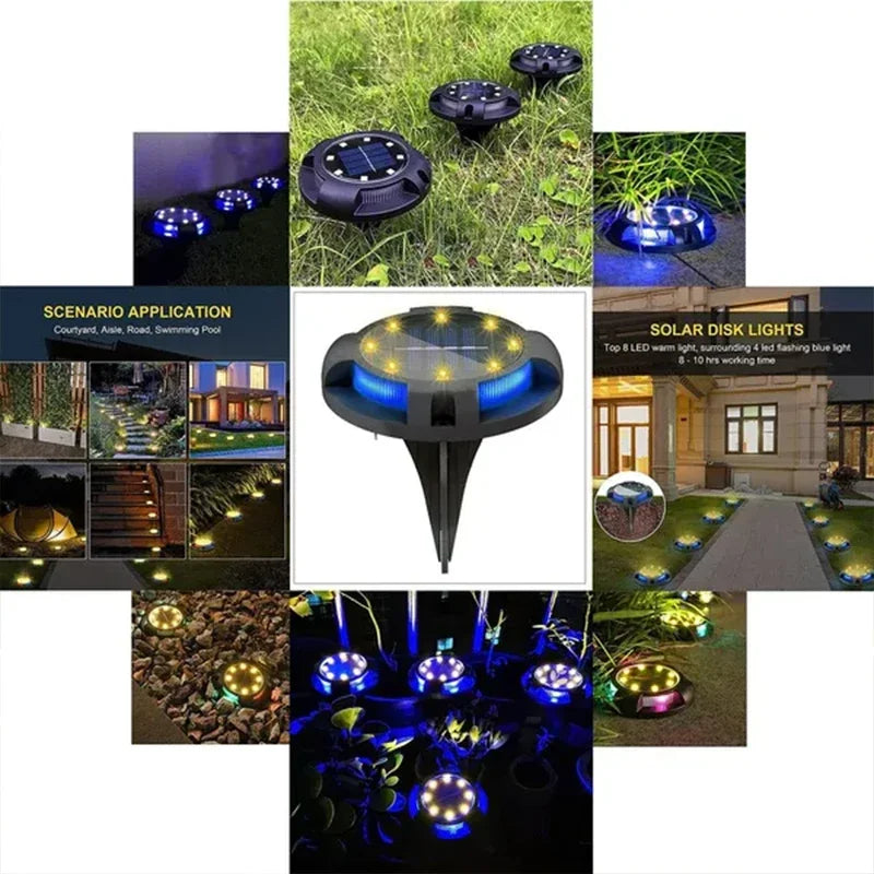 Solar Lights Outdoor 12LEDs Disk Underground Lamp Yard Decoration