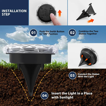 Solar Lights Outdoor Waterproof 8 LED Solar Ground Light