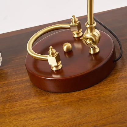 Classical Retro Vintage Metal Wood Bank Table Lamp Led
