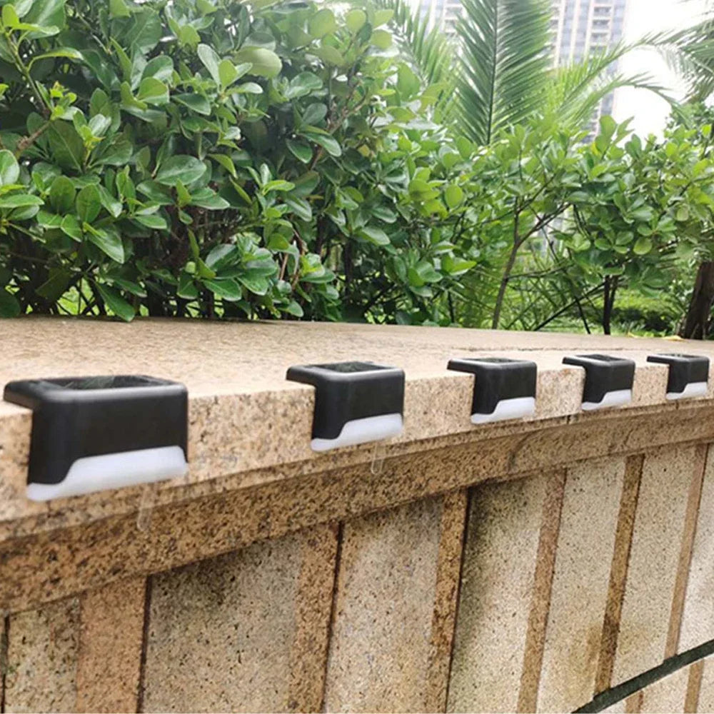 Outdoor Solar Step Lights Warm White LED Waterproof Stair Path Lighting