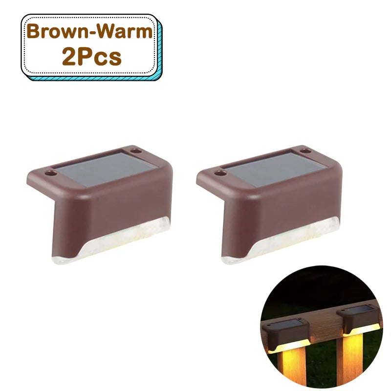 Outdoor Solar Step Lights Warm White LED Waterproof Stair Path Lighting