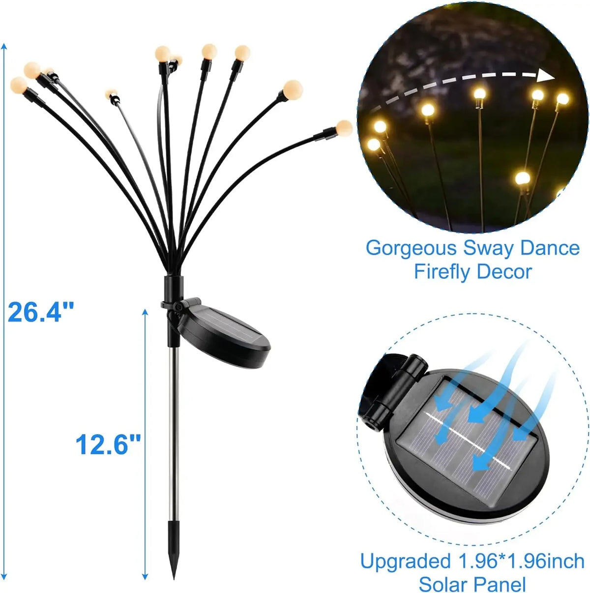 10 LED Solar Garden Lights Firefly Waterproof Solar Lights Outdoor
